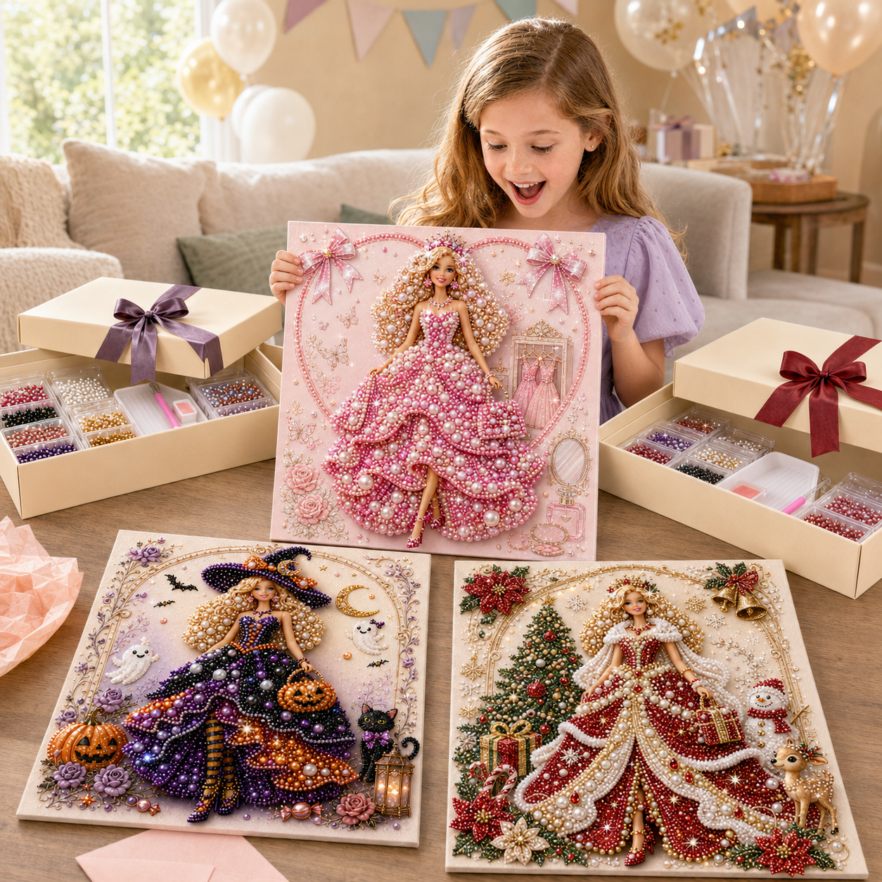 Fashion Doll Pearl Art DIY Kit 👗💎 – Relaxing Beaded Portrait Craft for Stylish Wall Art