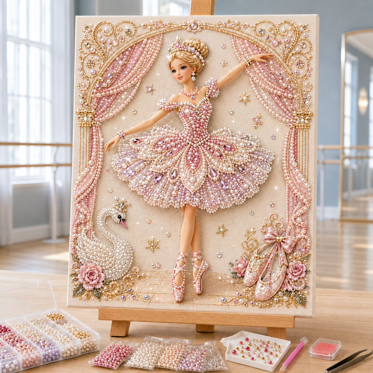 Fashion Doll Pearl Art DIY Kit 👗💎 – Relaxing Beaded Portrait Craft for Stylish Wall Art