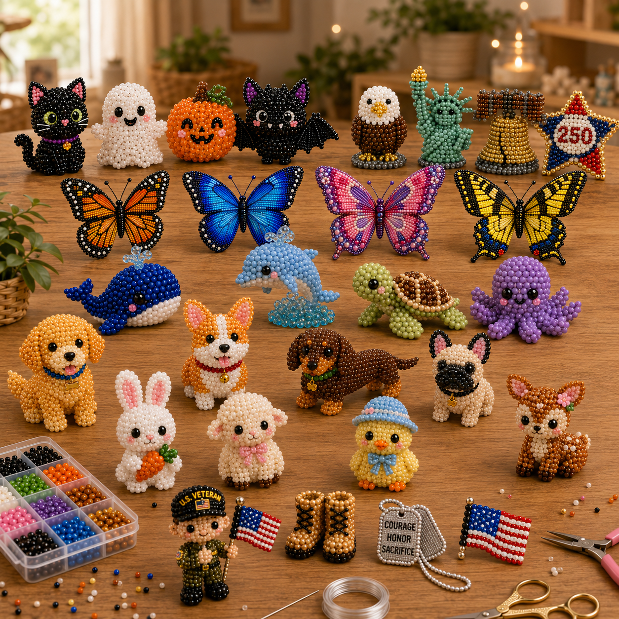 Tiny Beaded World 3D DIY Collection 🧵✨ – Build Your Own Mini Beaded World with Cute Animals, Gnomes & Chic Accessories