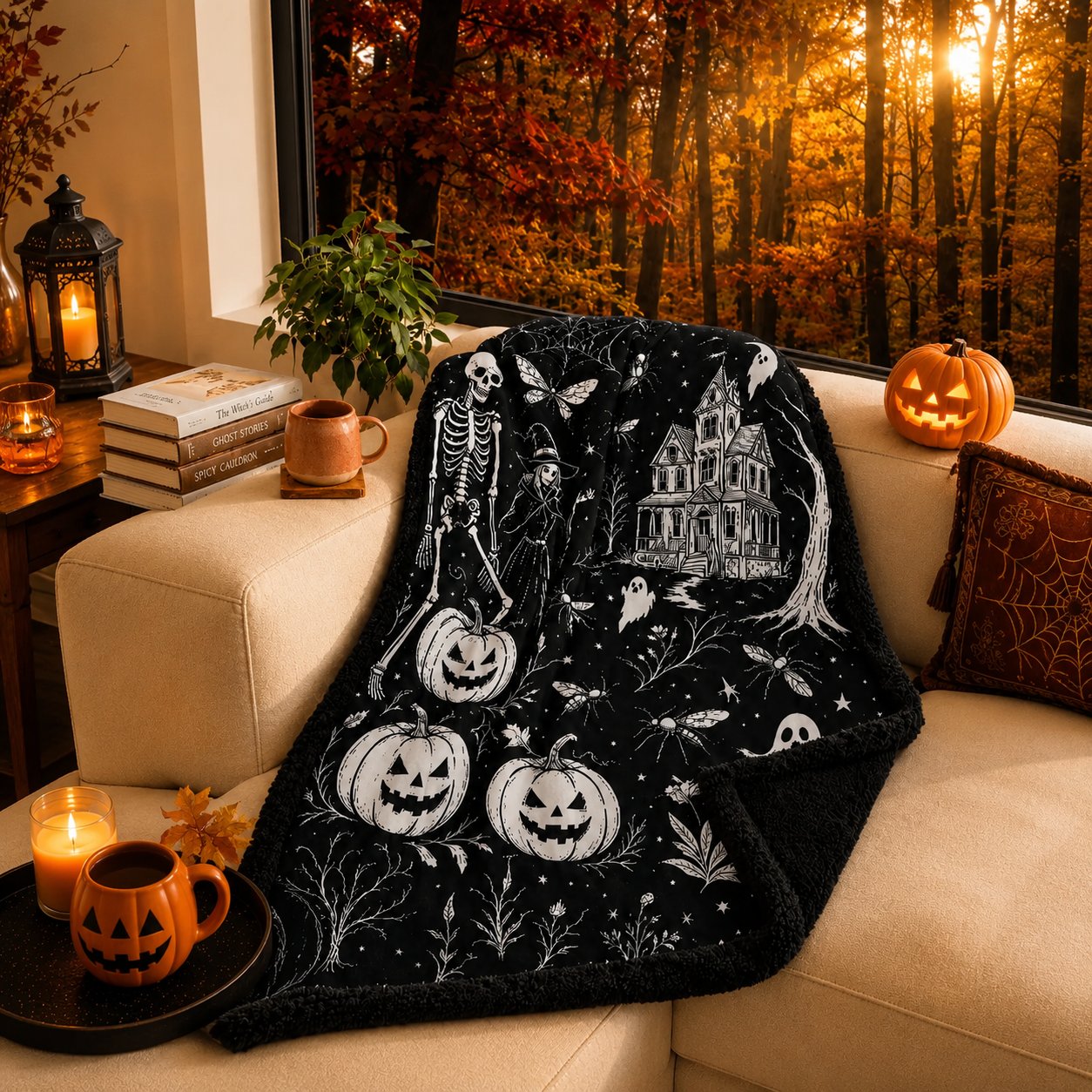 Trick Or Trace Halloween Coloring Blanket🎨
