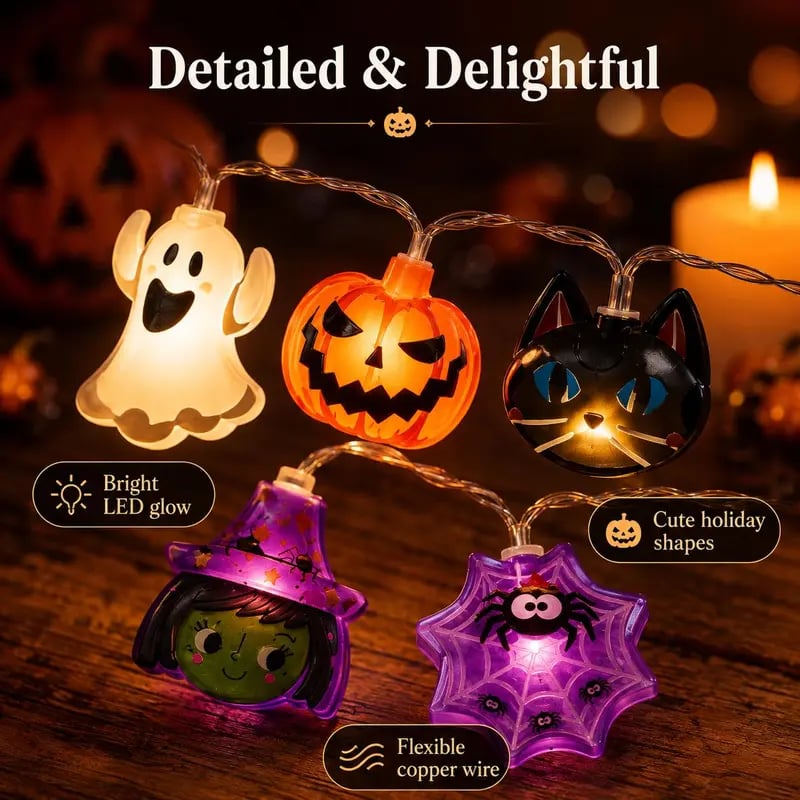 USB-Powered Pumpkin LED String Lights – Cozy Halloween & Fall Decor! 🍂✨ detail 1
