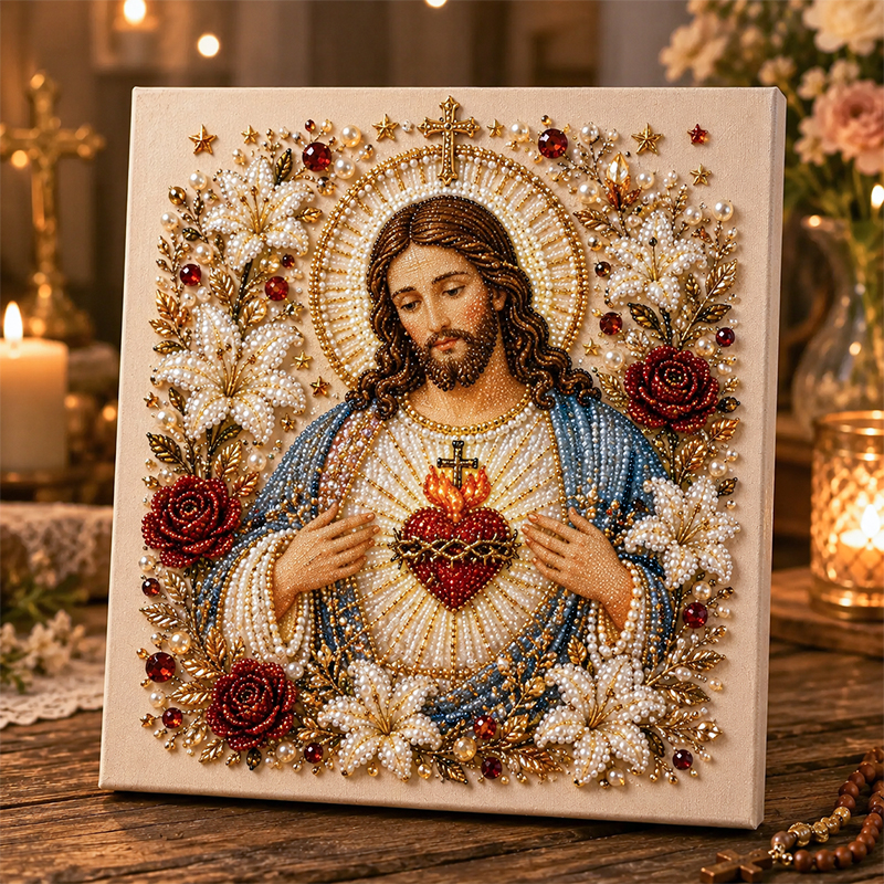 ✝️ DIY Jesus Pearl Art Kit 🕊️✨ – Create a Faith‑Inspired Beaded Portrait for Peaceful Home