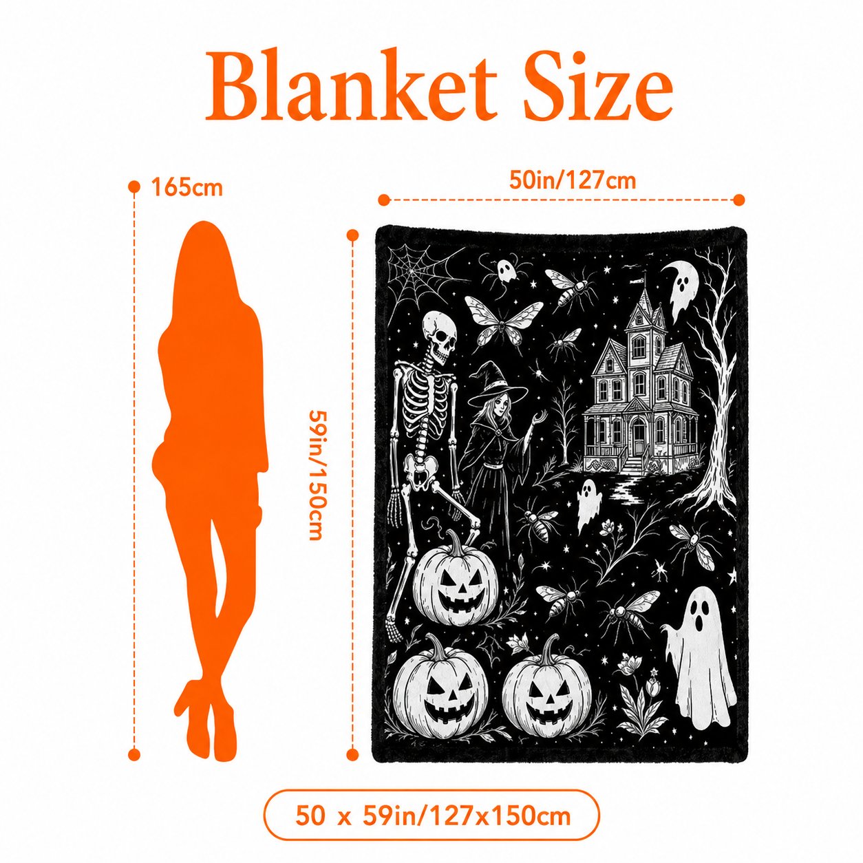 Trick Or Trace Halloween Coloring Blanket🎨 detail 1