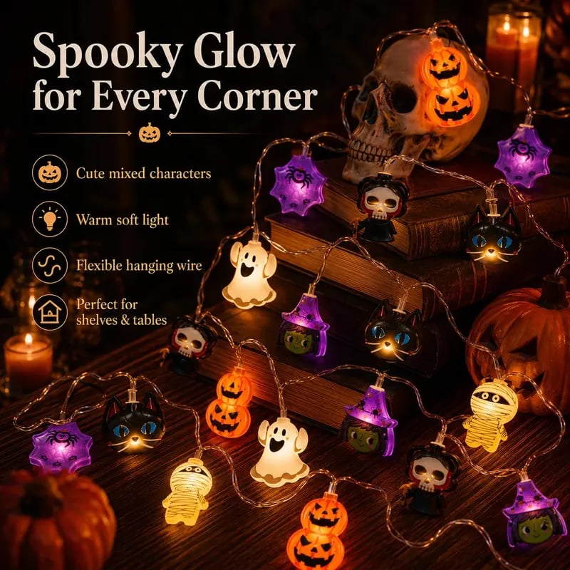 USB-Powered Pumpkin LED String Lights – Cozy Halloween & Fall Decor! 🍂✨ view 6