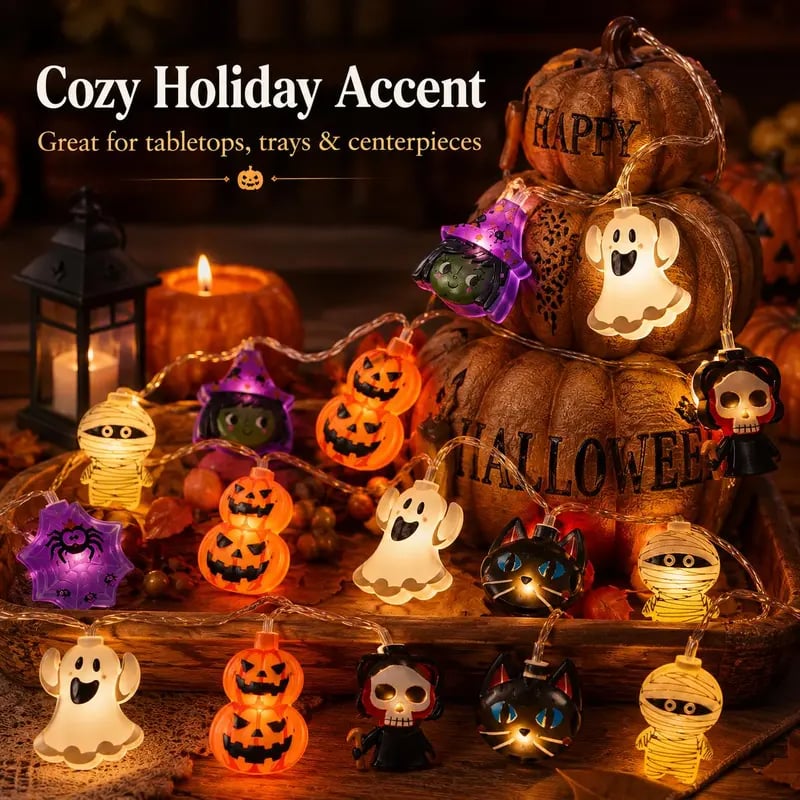USB-Powered Pumpkin LED String Lights – Cozy Halloween & Fall Decor! 🍂✨ view 7