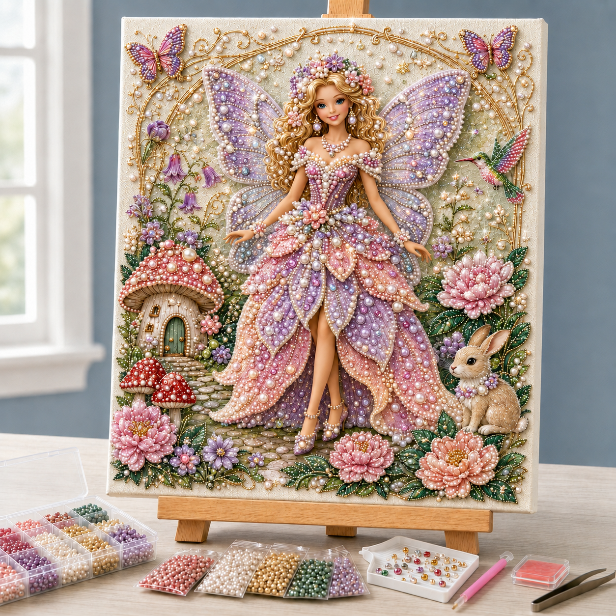 Fashion Doll Pearl Art DIY Kit 👗💎 – Relaxing Beaded Portrait Craft for Stylish Wall Art