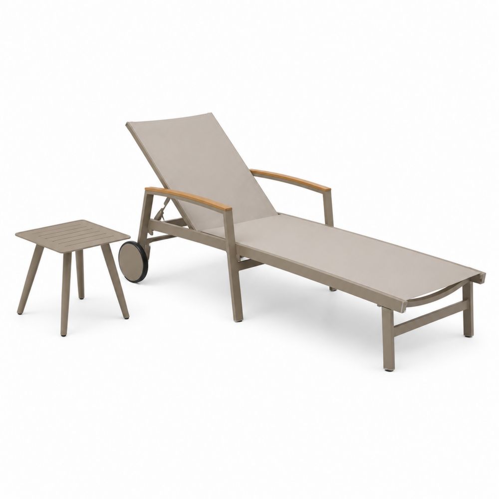 Gartenliegestuhl-Set Aluminium Textilene Beige