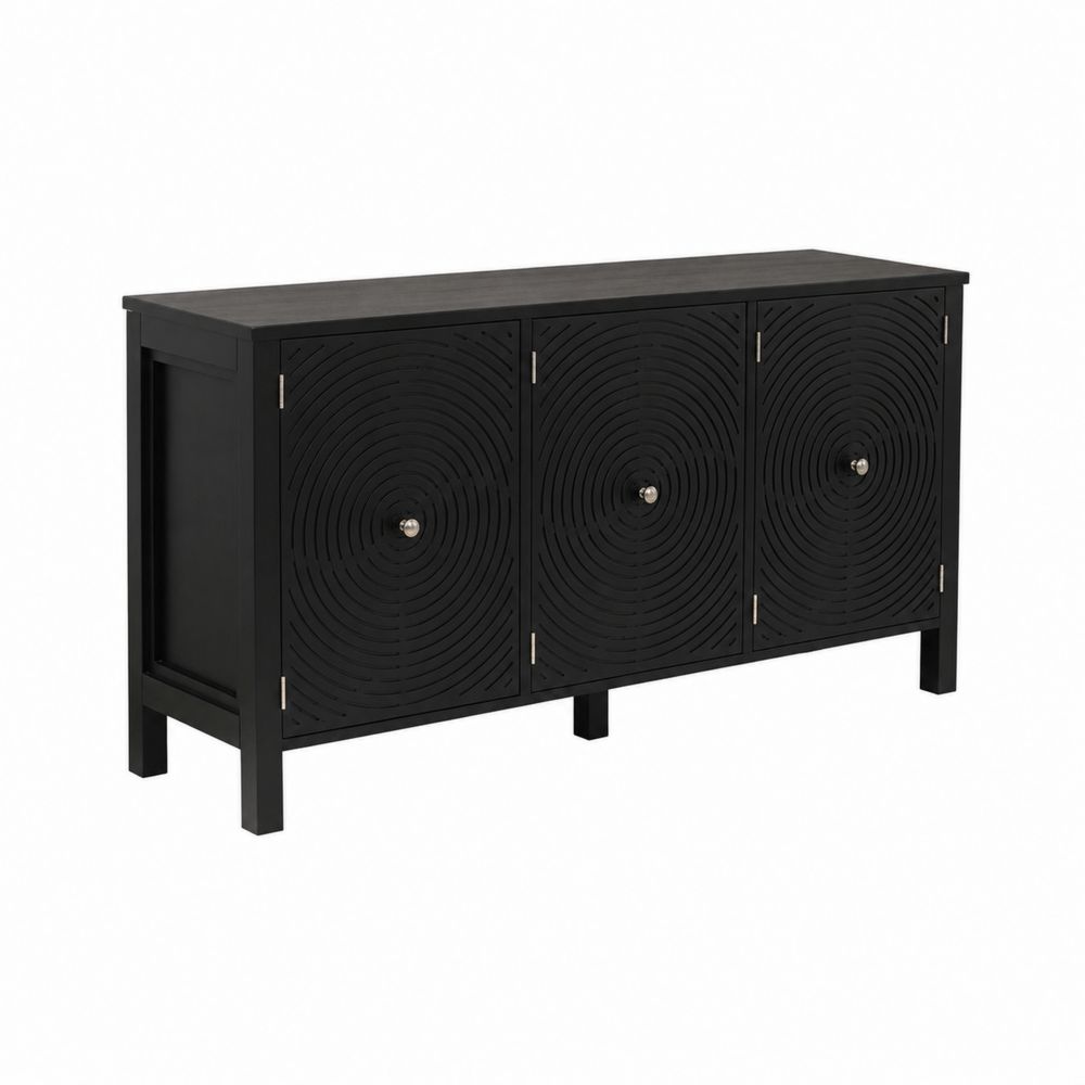 Sideboard Schwarz aus MDF und Massivholz 120x40x80 cm