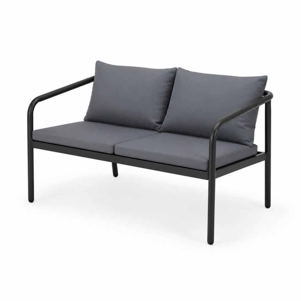 Gartensofa Zweisitzer Aluminium mit Polyesterkissen Grau
