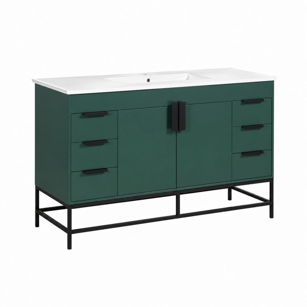 Holz Waschbeckenunterschrank mit Keramik Waschbecken Grün 120x45x85 cm