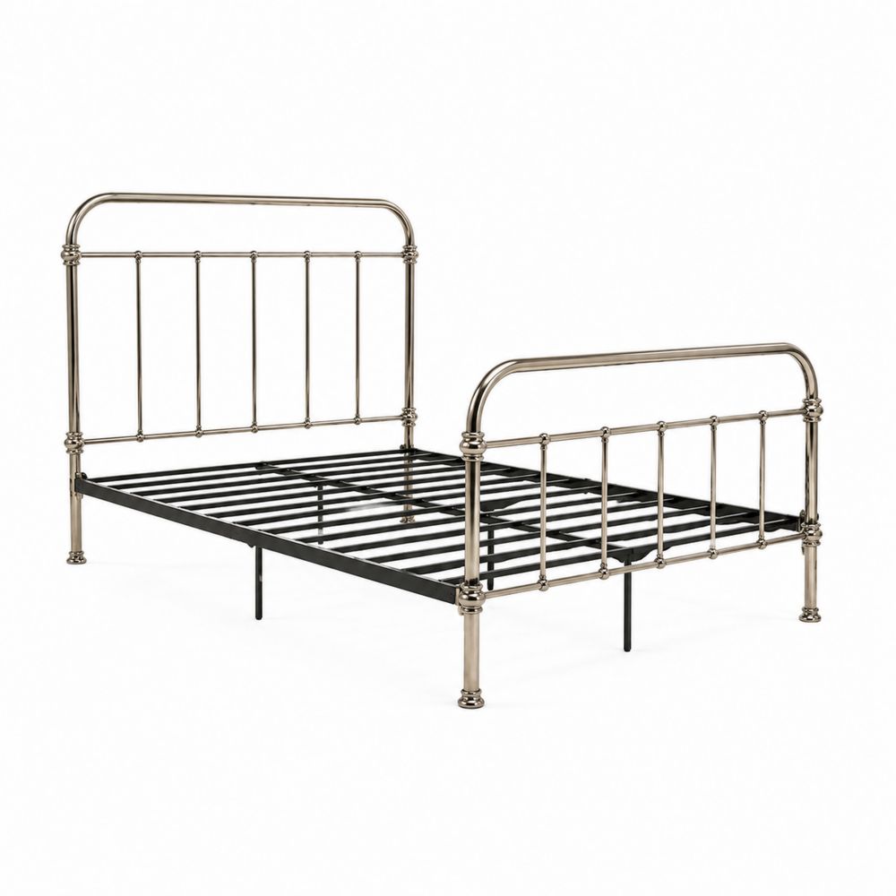 Metallbett 200x140 cm Nickel Schwarz