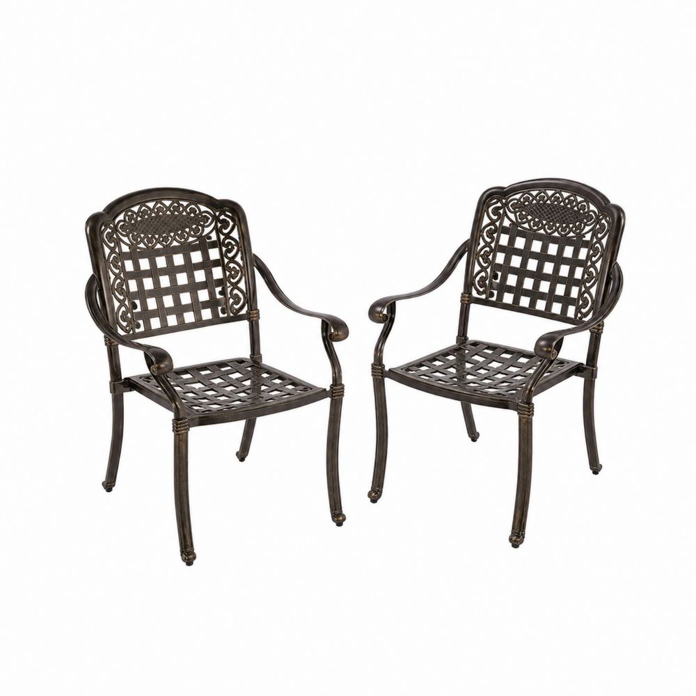 2er-Set Gartenstühle aus Aluminium in Bronze