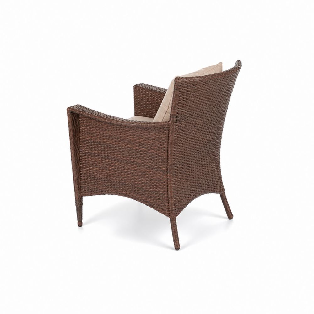Rattan Stuhl Polyethylen Braun mit Kissen
