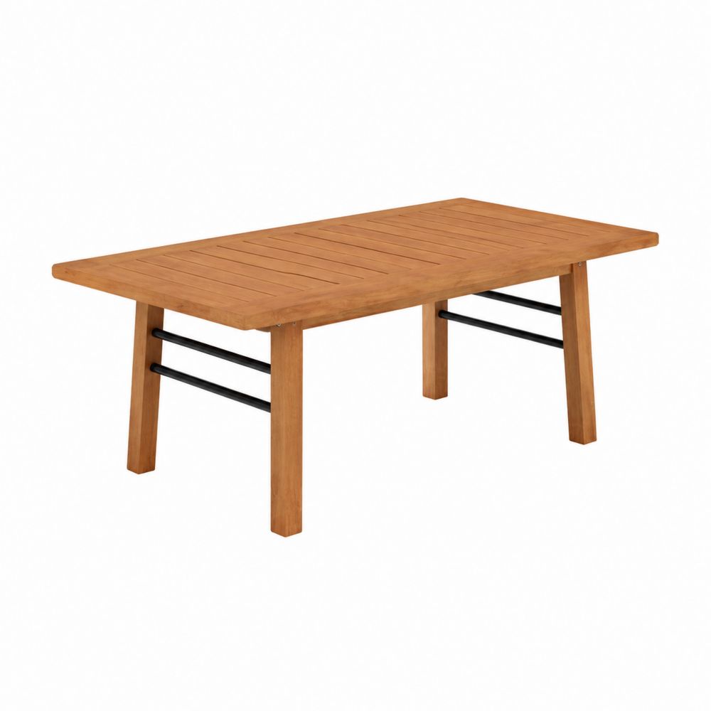 Rechteckiger Gartentisch aus Holz und Metall 180x90x75cm