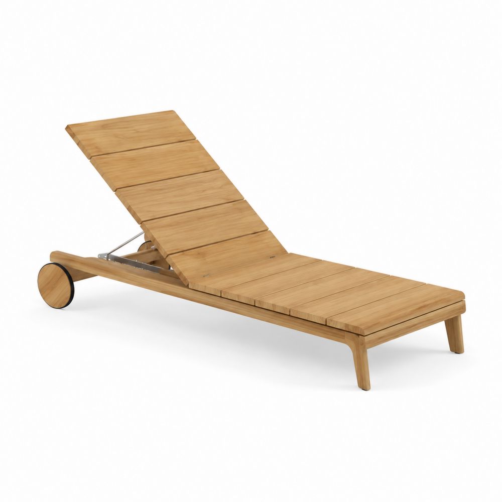 Gartenliege aus Teakholz mit verstellbarer Rückenlehne 200x65x30 cm Natur