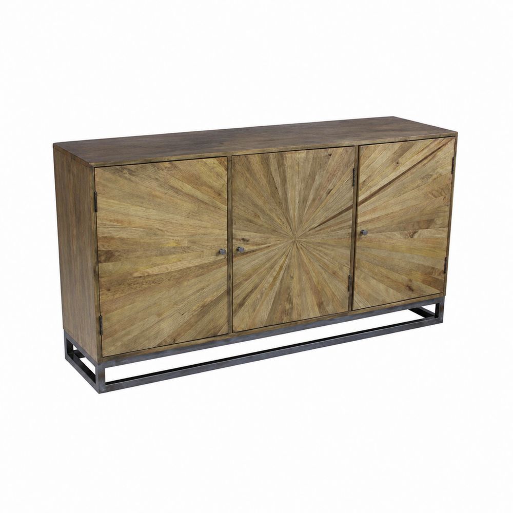 Mangoholz Sideboard mit Metallrahmen 150x40x85 cm Natur
