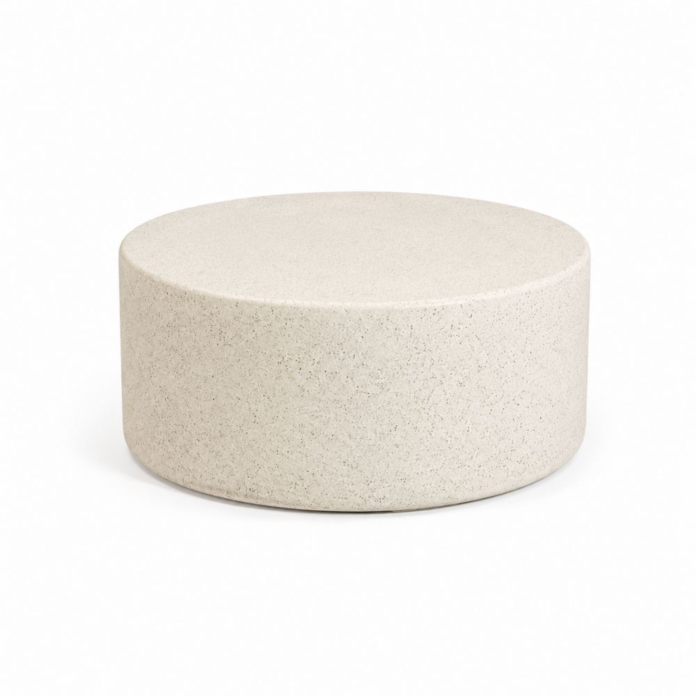 Runder Outdoor Couchtisch in Steinoptik, Ø 80 cm, Beige