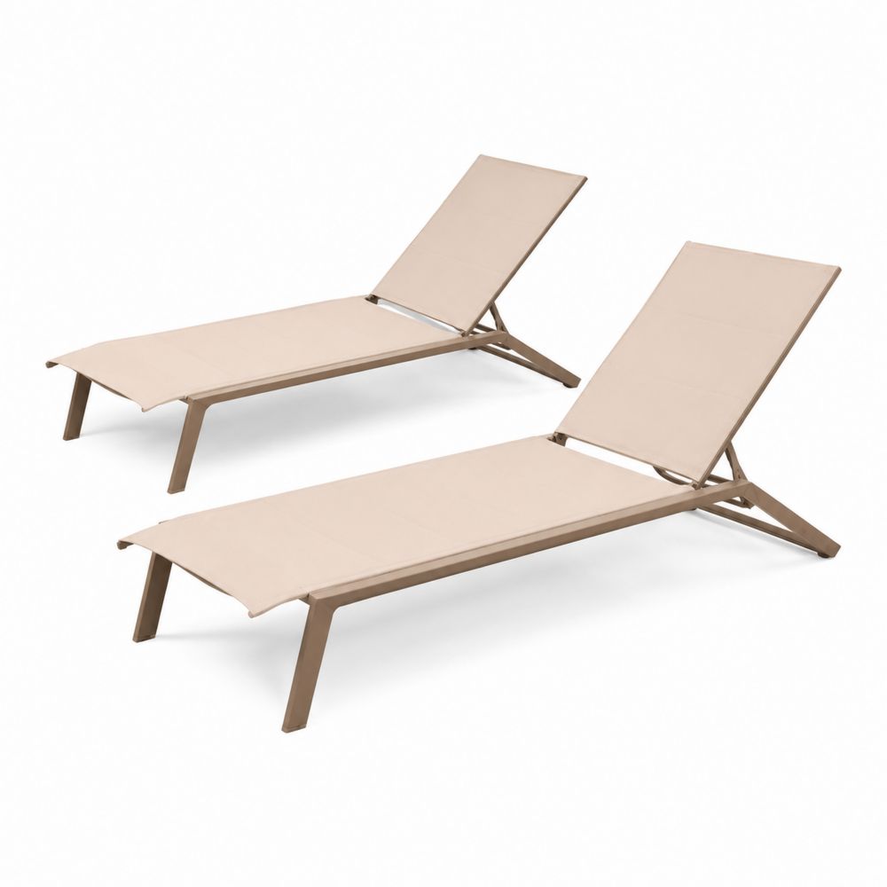 2er-Set Sonnenliegen Aluminium Textil Beige
