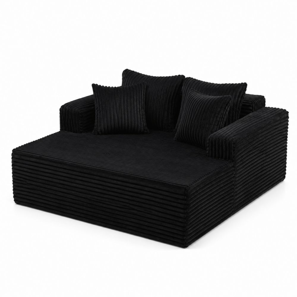 Zweisitzer Sofa Cord Schwarz mit Kissen