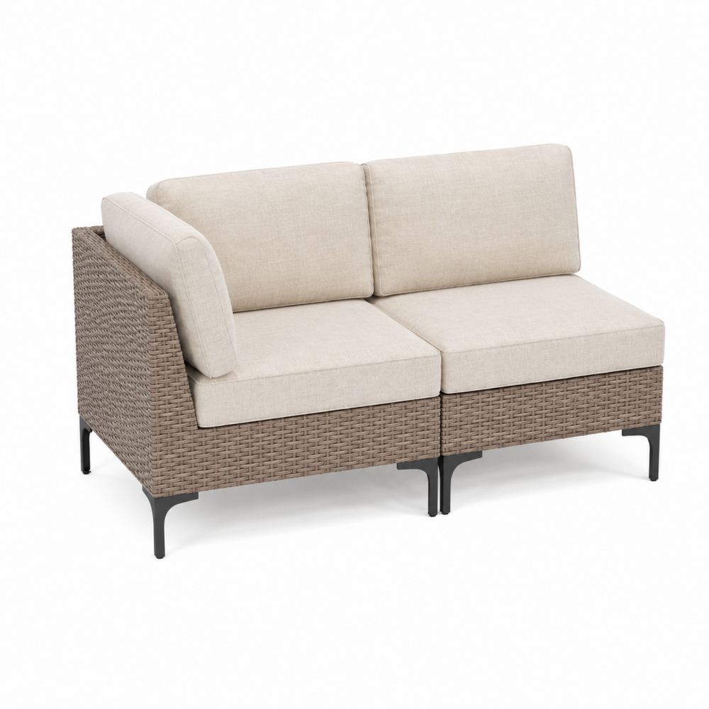 Rattan Gartensofa 2-Sitzer Beige