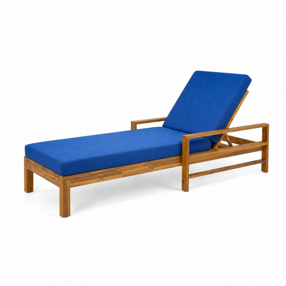 Outdoor-Lounge-Liege Akazienholz Blau Verstellbar