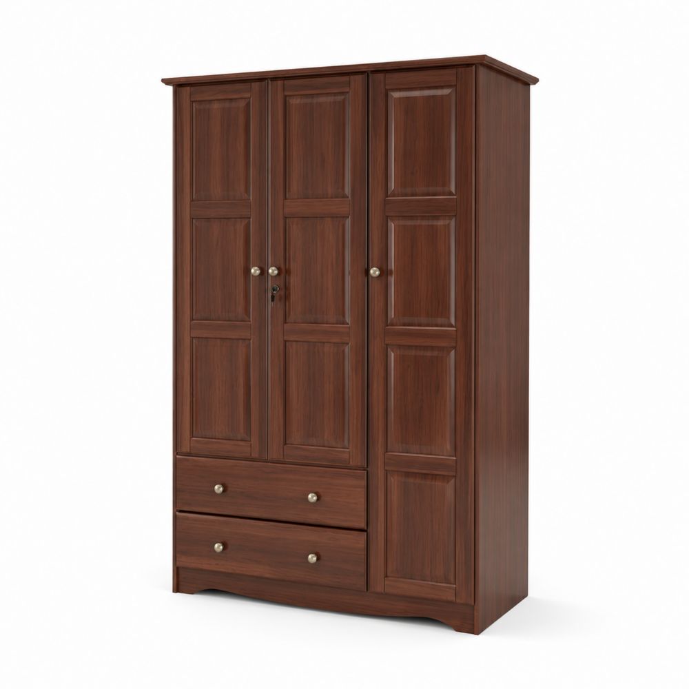 Holzkleiderschrank mit 3 Türen und 2 Schubladen Braun