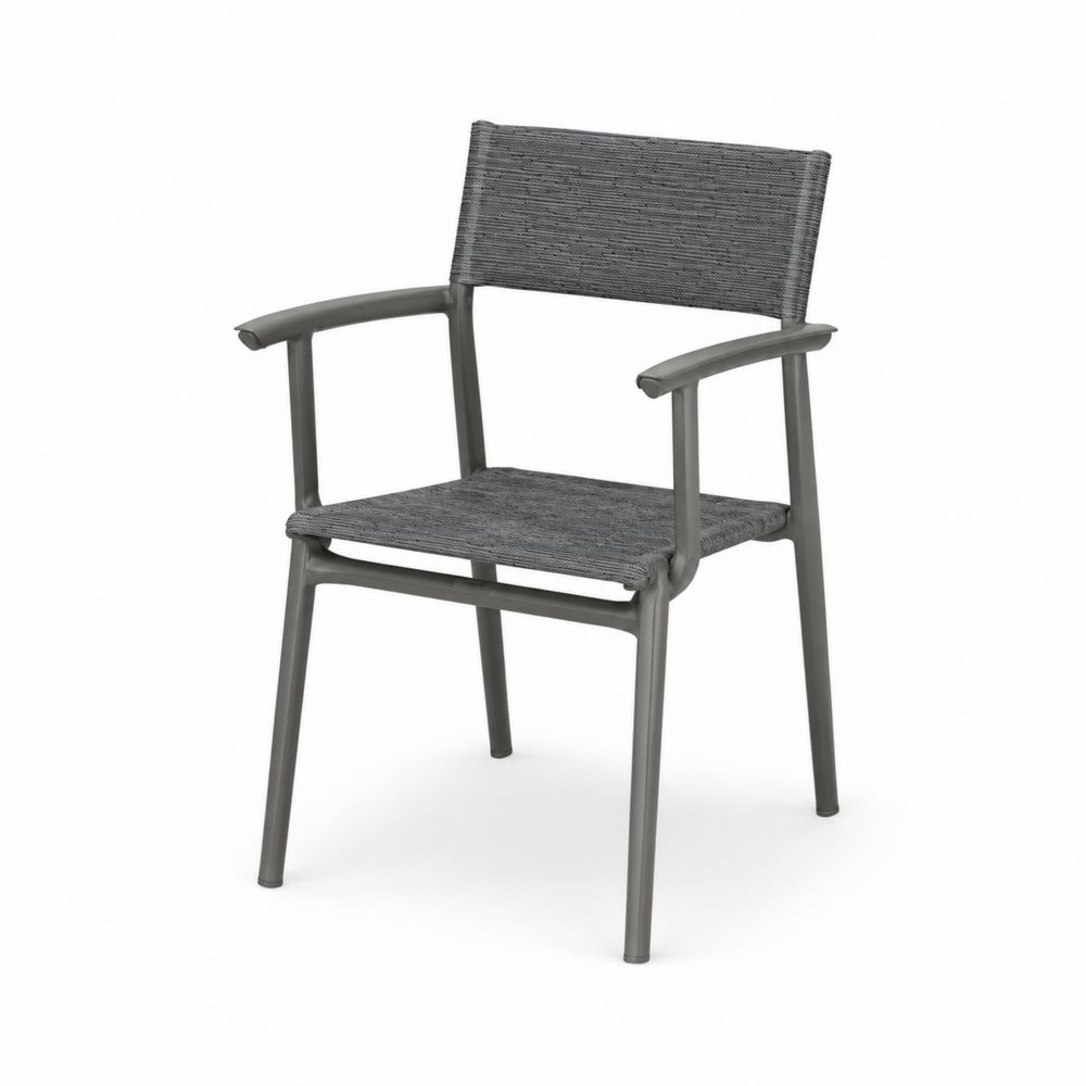 Aluminiumstuhl mit Kunststoffseil in Grau