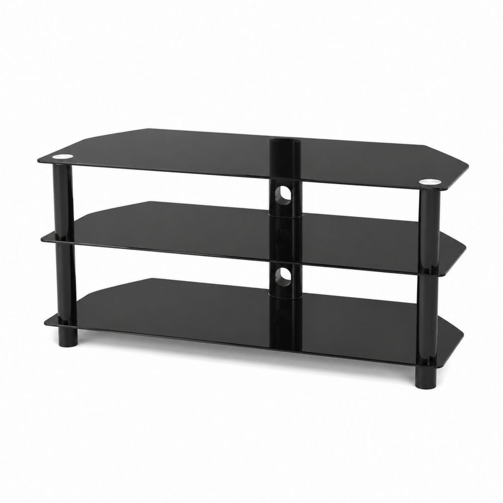Eckiger TV-Tisch mit 3 Ebenen aus gehärtetem Glas Schwarz 120x40x50 cm