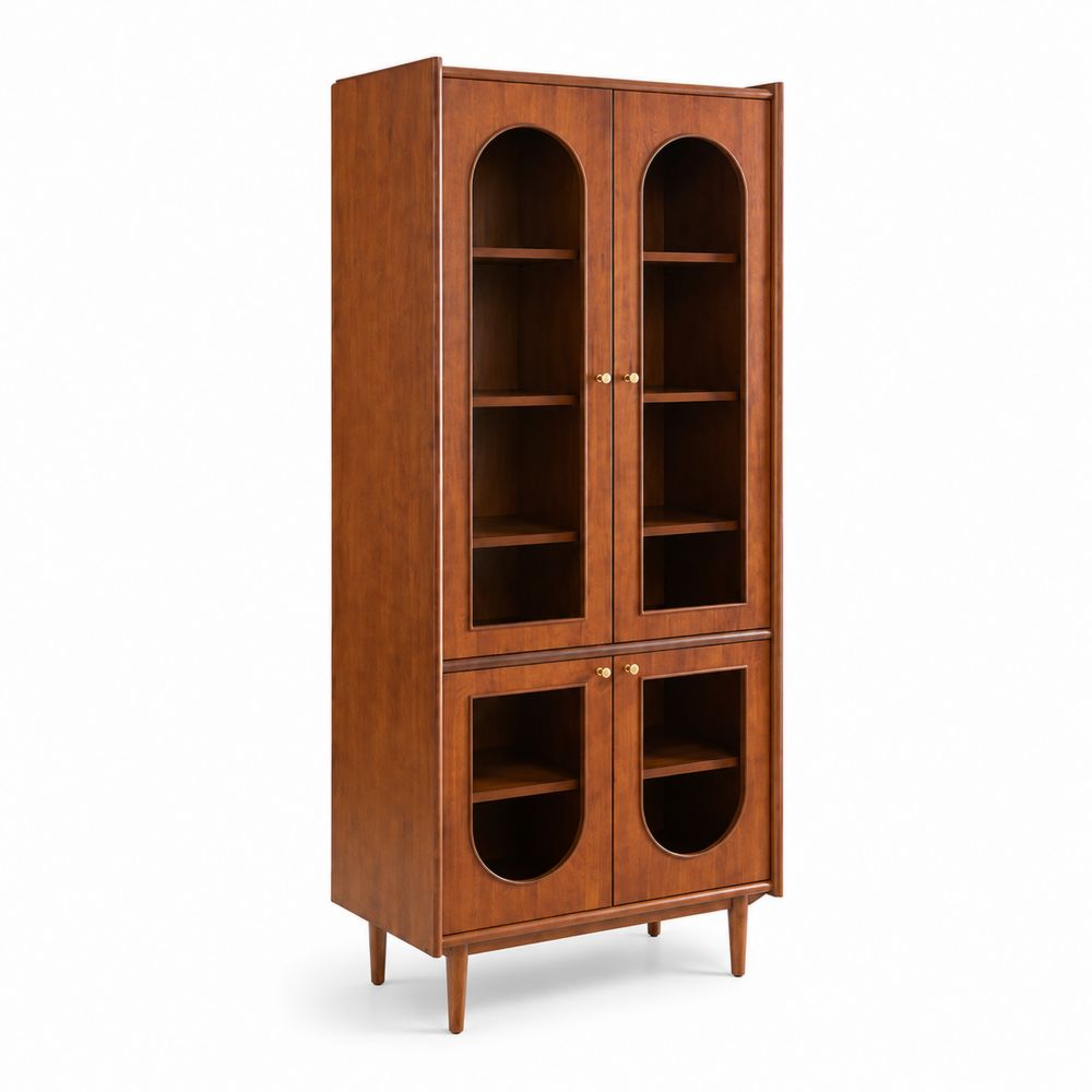 Bücherregal Schrank mit Türen Holz Braun 180cm x 85cm x 35cm