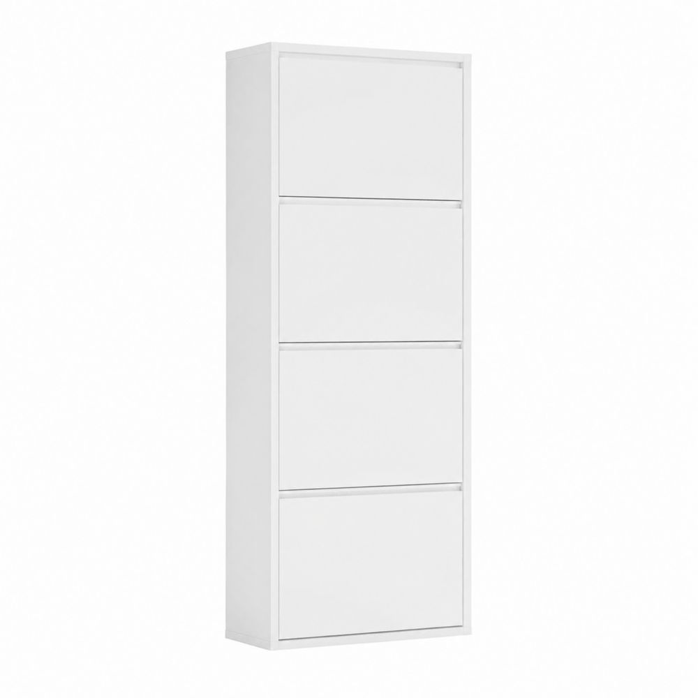 Schuhschrank Weiß MDF 4 Klappen