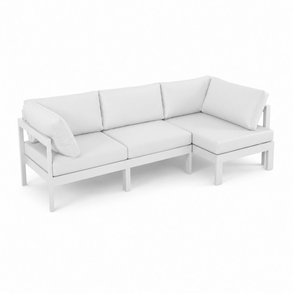 Ecksofa Aluminium Weiß mit Polyesterkissen