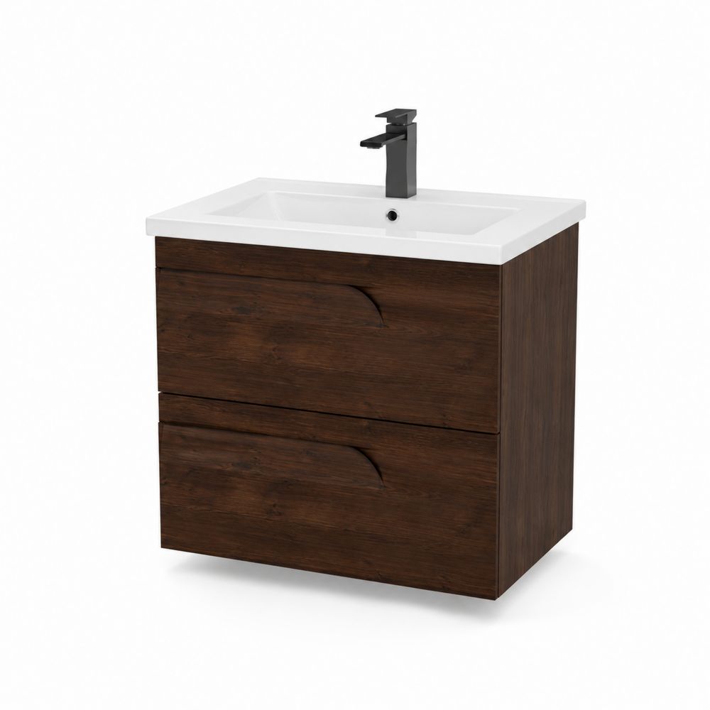 Waschtischunterschrank Holzoptik mit Waschbecken MDF Dunkelbraun