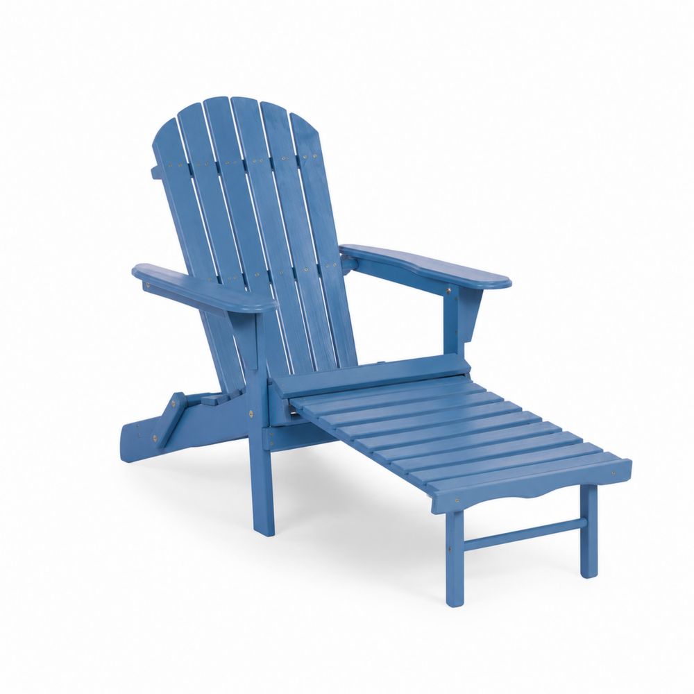 Adirondack-Stuhl aus Holz Blau mit ausziehbarem Fußteil