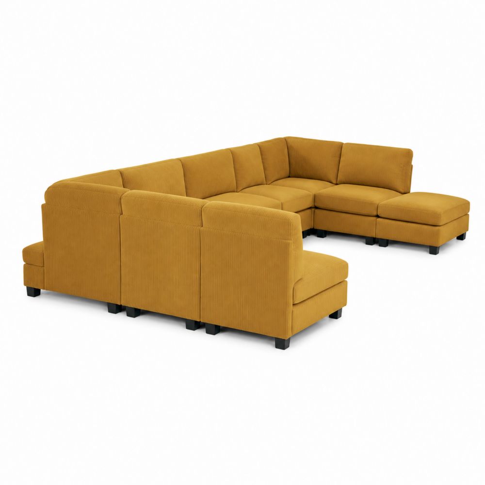 Modulares Ecksofa 7-teilig U-Form Cord Gelb
