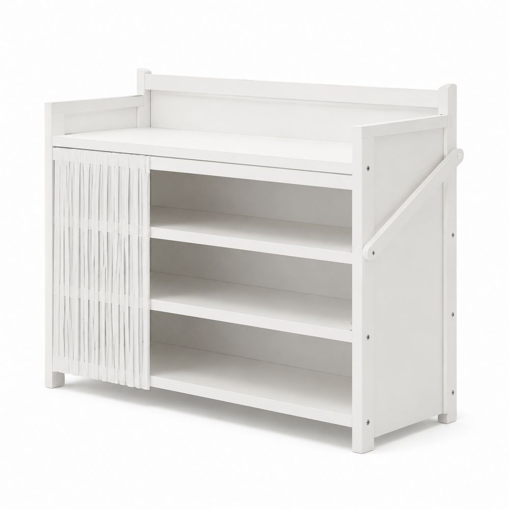 Schuhschrank 4 Ebenen Holz Weiß 80x35x90 cm
