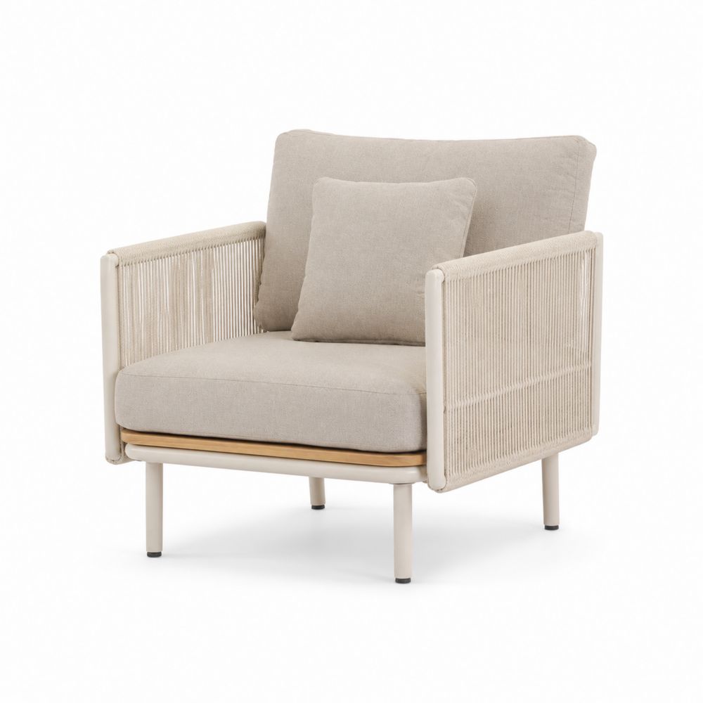 Klubsessel für draußen mit Aluminiumrahmen und Polster Beige