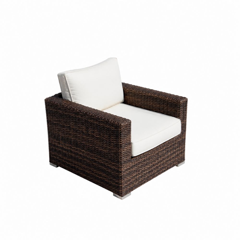 Gartensessel Rattan Aluminium Braun Creme