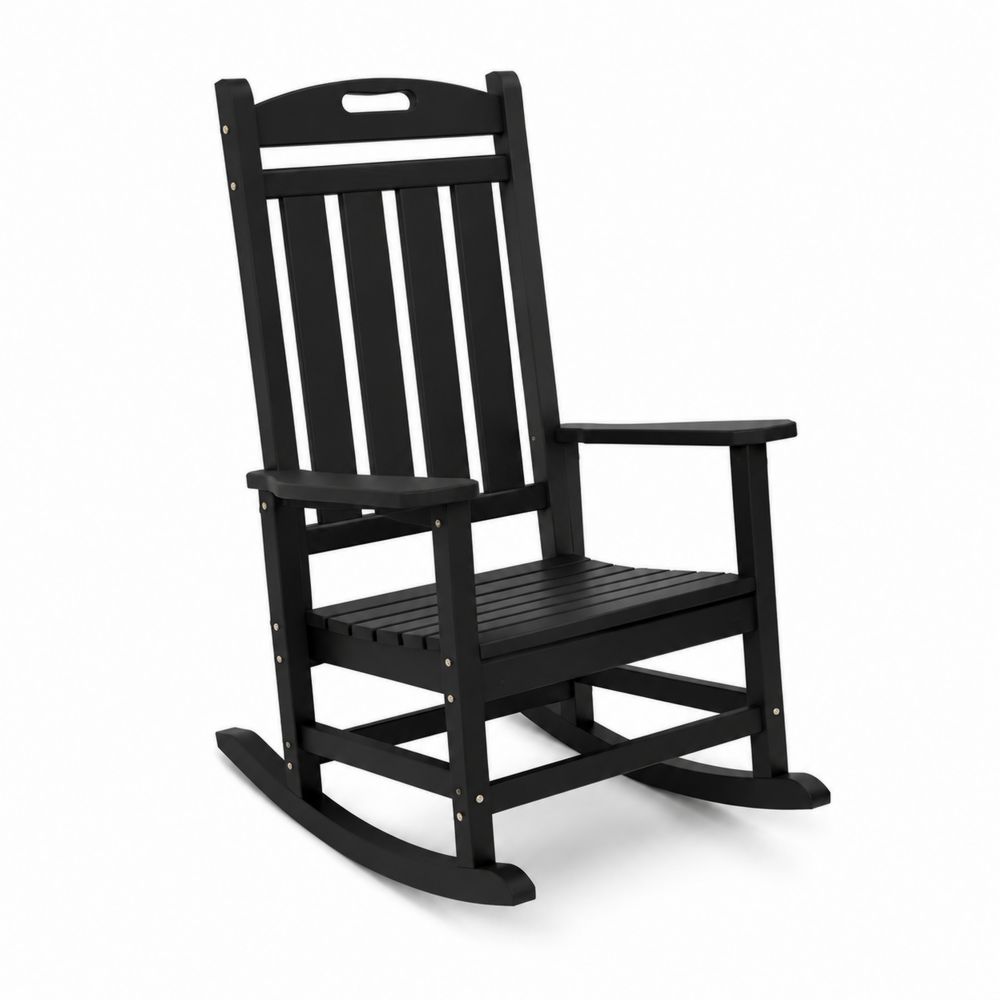 Schaukelstuhl aus Holz Schwarz 100x75x125cm