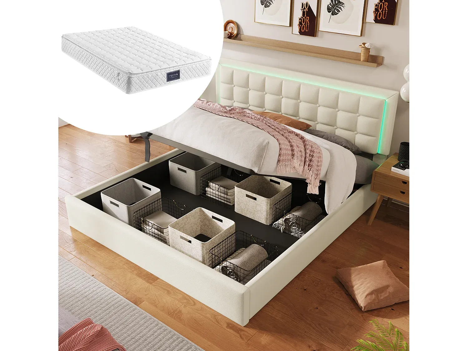 Schlafzimmer,Bereich Bett,Bett mit Bettkasten-LIVELUNO