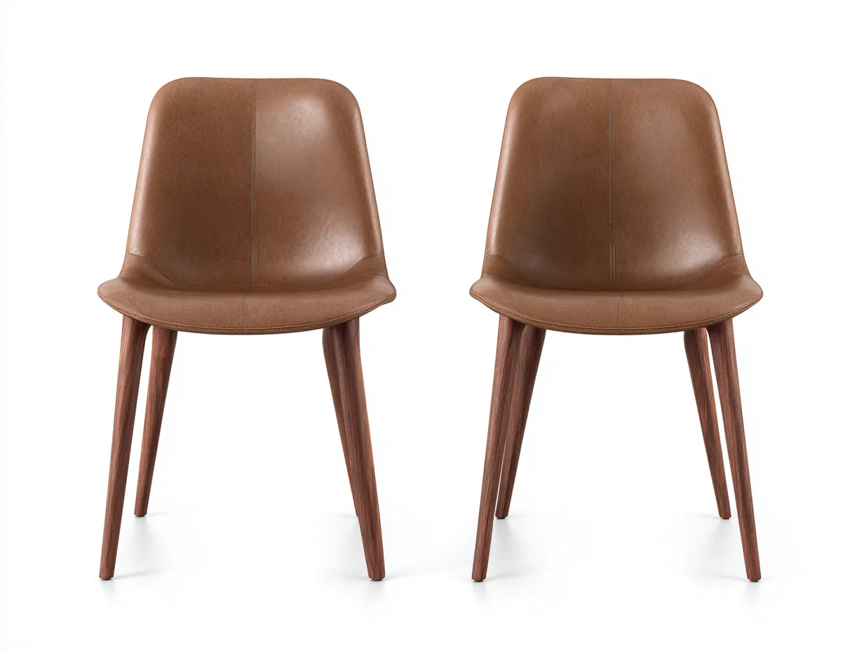 Sillas de comedor cuero sintético madera 55x50x80 cm - marrón - diseño moderno ergonómico-Mamonrahaus