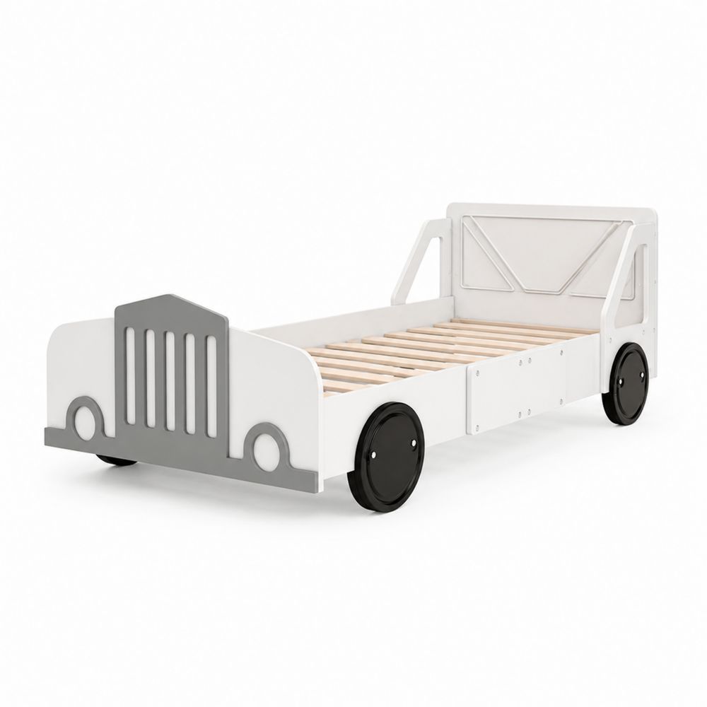 Kinderbett Autoform MDF Weiß/Grau 145x76x55cm