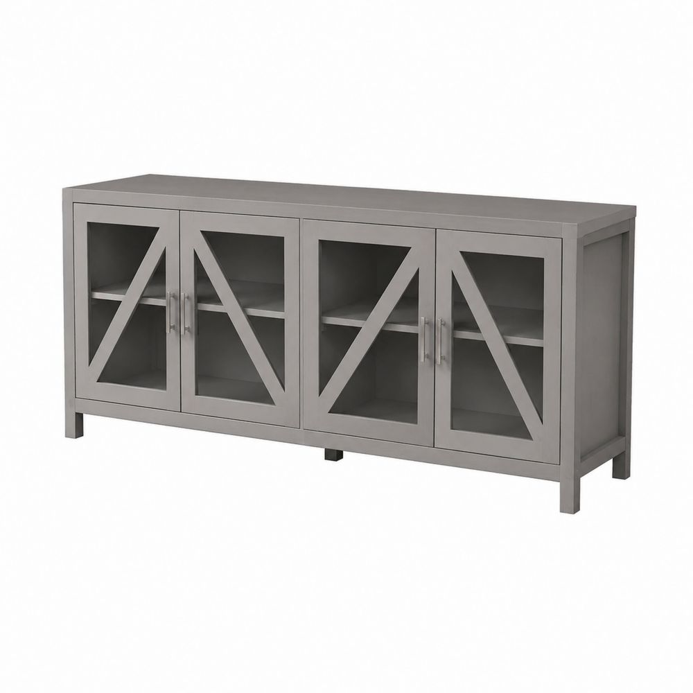 TV-Schrank mit Glastüren Rechteckig MDF Grau
