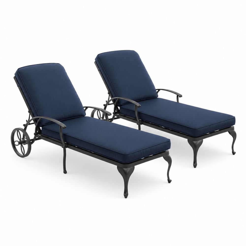 2er Set Sonnenliegen Metall Blau