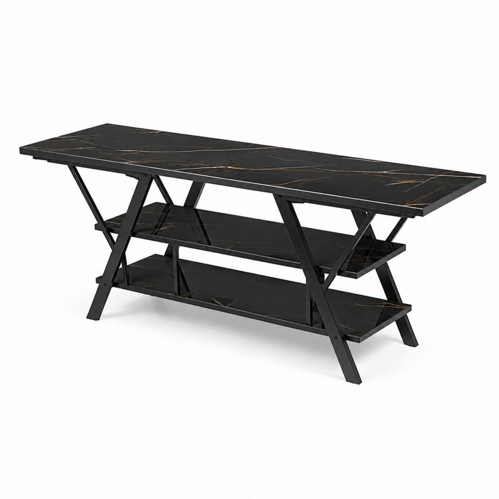 TV-Tisch aus gehärtetem Glas und Metall Schwarz 120x40x50 cm