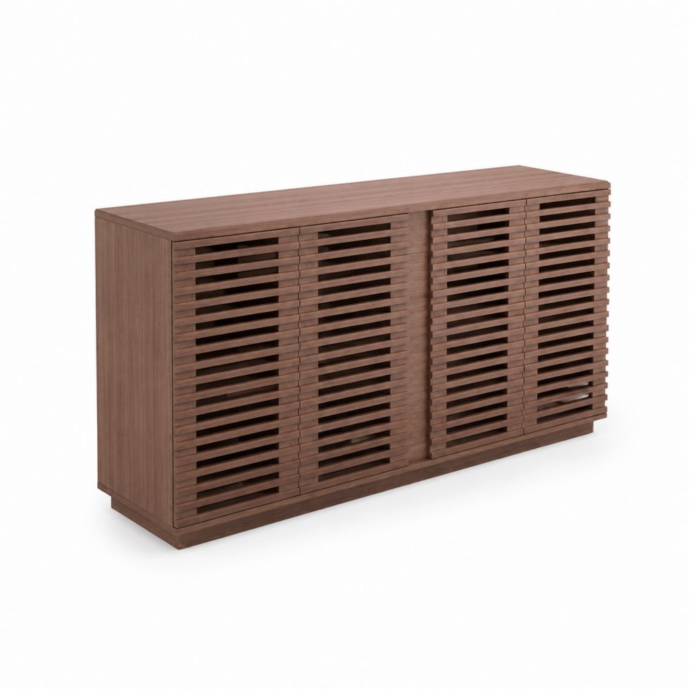 Sideboard aus Holz mit Lattenoptik 180x45x75 cm Braun