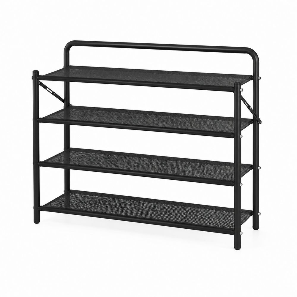 Metall Schuhregal mit 4 Ebenen Schwarz 80 cm