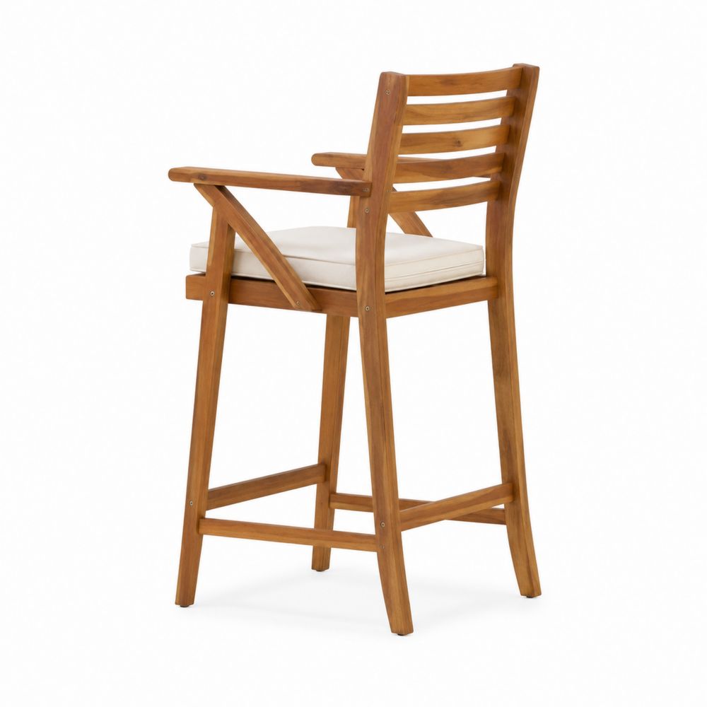 Barhocker Akazienholz mit Polyesterkissen Holzbraun Beige 104 cm