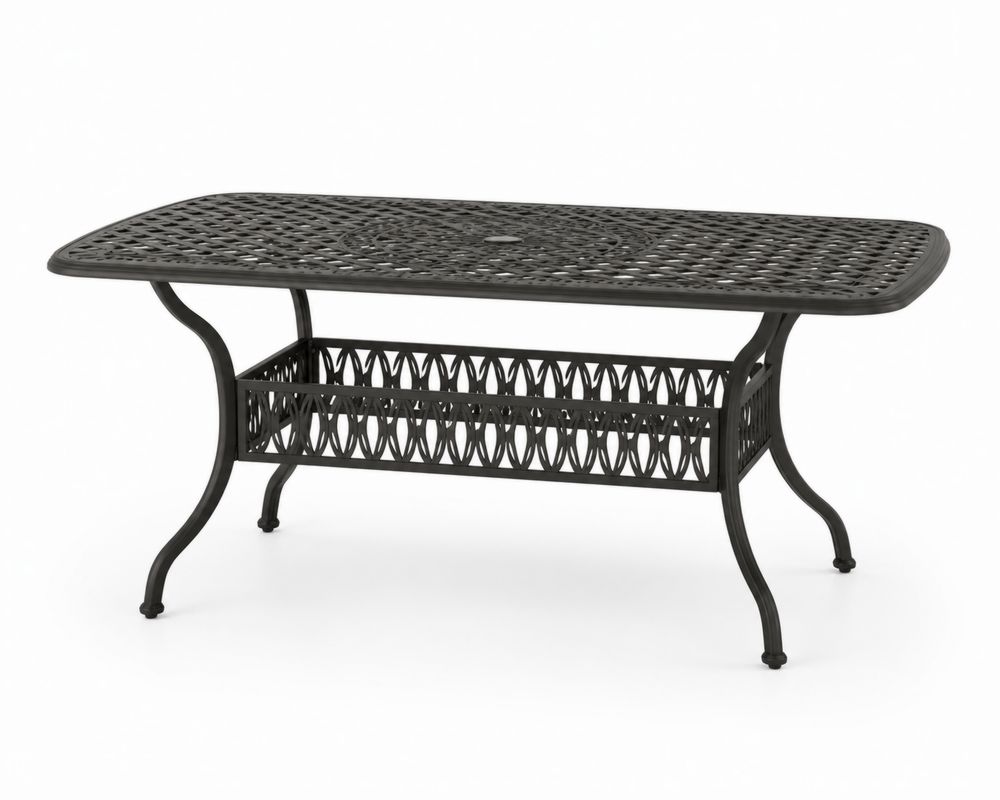 Garten-Esstisch rechteckig Metall Schwarz