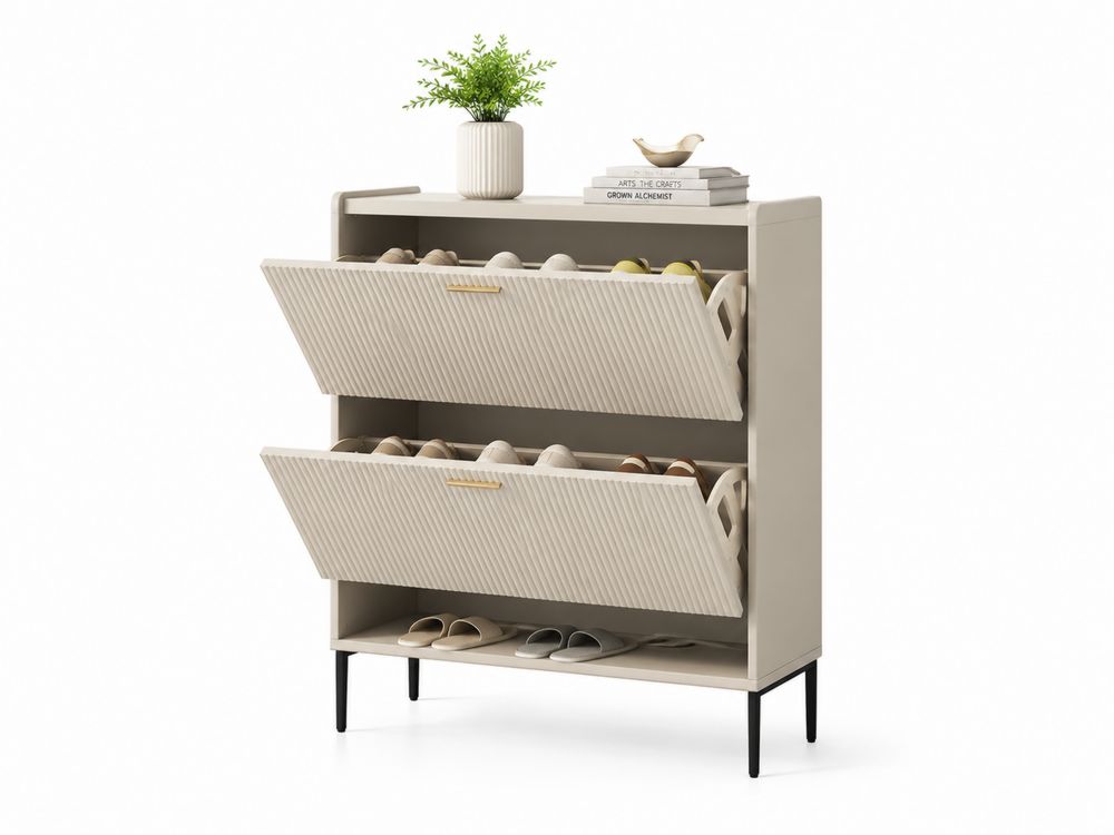 Schuhschrank Klappbar MDF-Holz Hellbeige 85x60x24cm