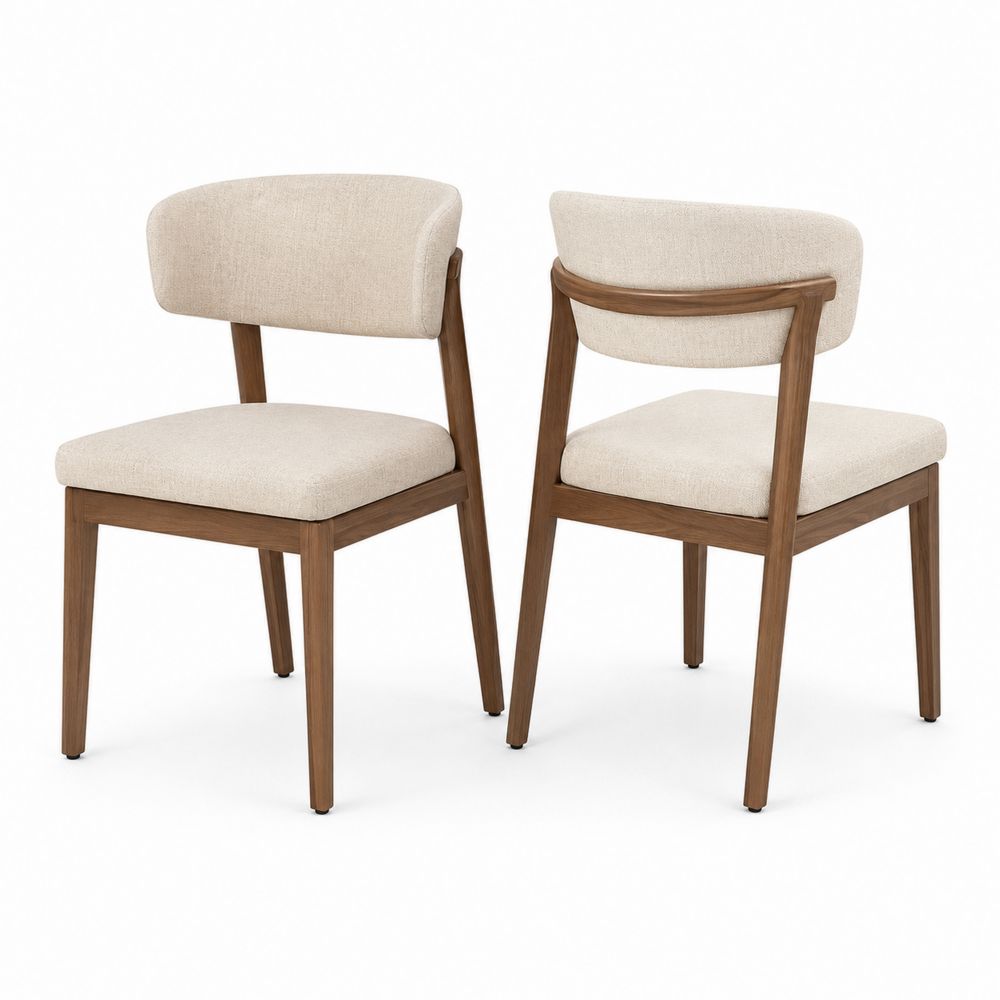 Esszimmerstuhl 2er-Set Massivholz Beige Stoff